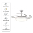 Ventilador de Techo Retráctil PHP JS8378 de 42" Blanco con Marco de Madera y 6 Velocidades