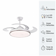 Ventilador de Techo Retráctil PHP JS8364 42" Blanco con Marco Dorado, Motor DC, Luz LED y Control Remoto