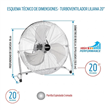 Turboventilador Liliana VTFM20 20" 100W High Performance Cromado 3 Velocidades