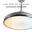 Ventilador de Techo Retráctil PHP JS8364 42" Blanco con Marco Dorado, Motor DC, Luz LED y Control Remoto