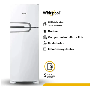 Heladera No Frost Whirlpool WRM39CB Blanca 340 Litros con Control Digital