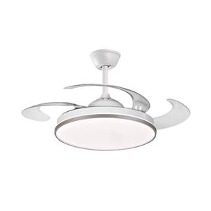 Ventilador de Techo Retráctil PHP JS8364 42" Blanco con Marco Dorado, Motor DC, Luz LED y Control Remoto
