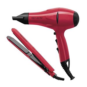 Kit Revlon RVDR5230RL2A Secador de Pelo 2000W + Planchita Cerámica 210°C Rojo
