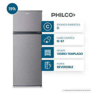 Heladera Cíclica Philco PHCT225X 199 Litros Plateada con Freezer